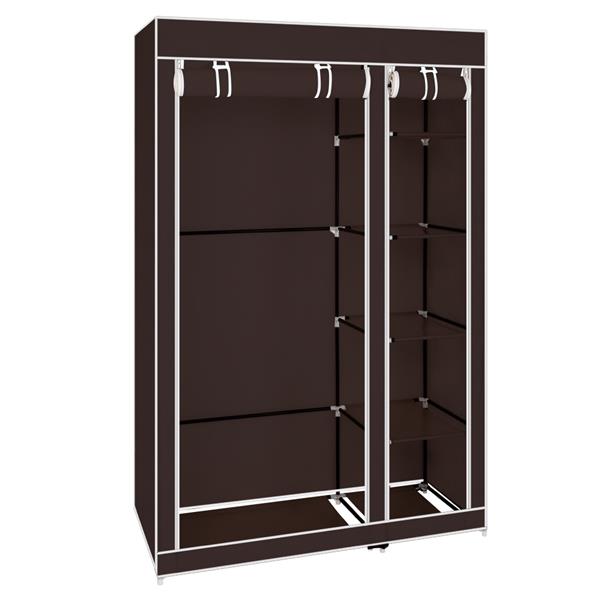 67" Portable Clothes Wardrobe – Fabric Closet with Hanging Rod (Dark Brown)