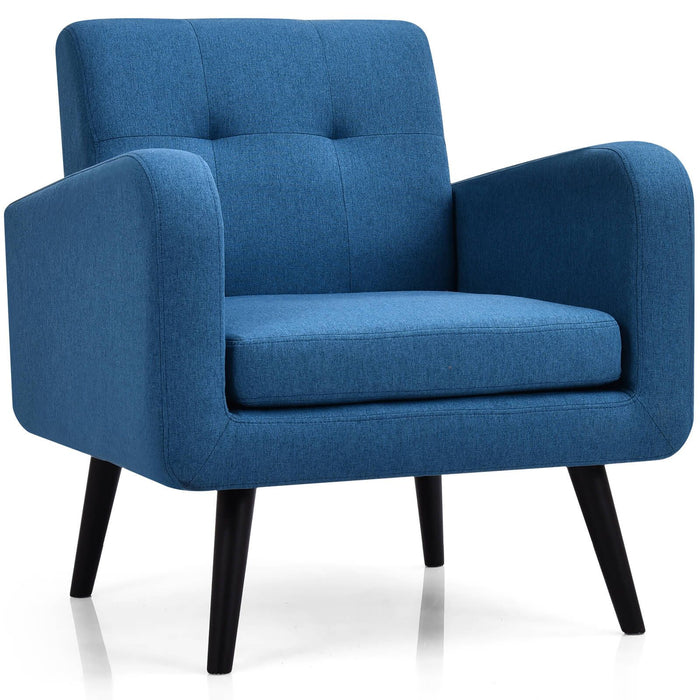 Mid-Century Modern Upholstered Accent Chair with Rubber Wood Legs