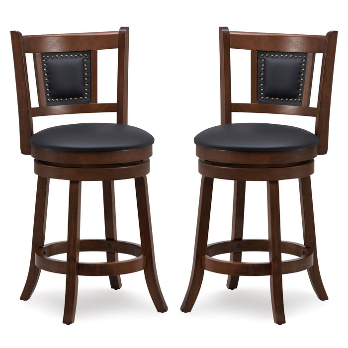 65/74 Cm Swivel Bar Stool Set of 2 with Curved Backrest