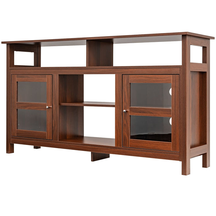 Living Room Console Table for Tvs with Wooden Fireplace and 2 Cabinets