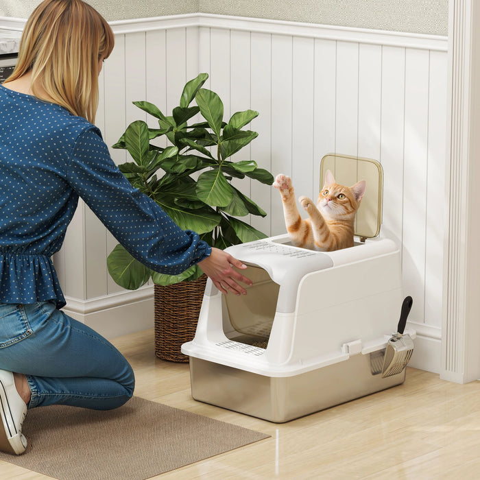 Stainless Steel Cat Litter Box – Enclosed Odour-Resistant Litter Tray