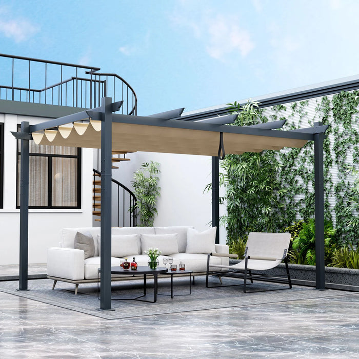 3x4m Outdoor Retractable Pergola with Adjustable Sun Shade Canopy