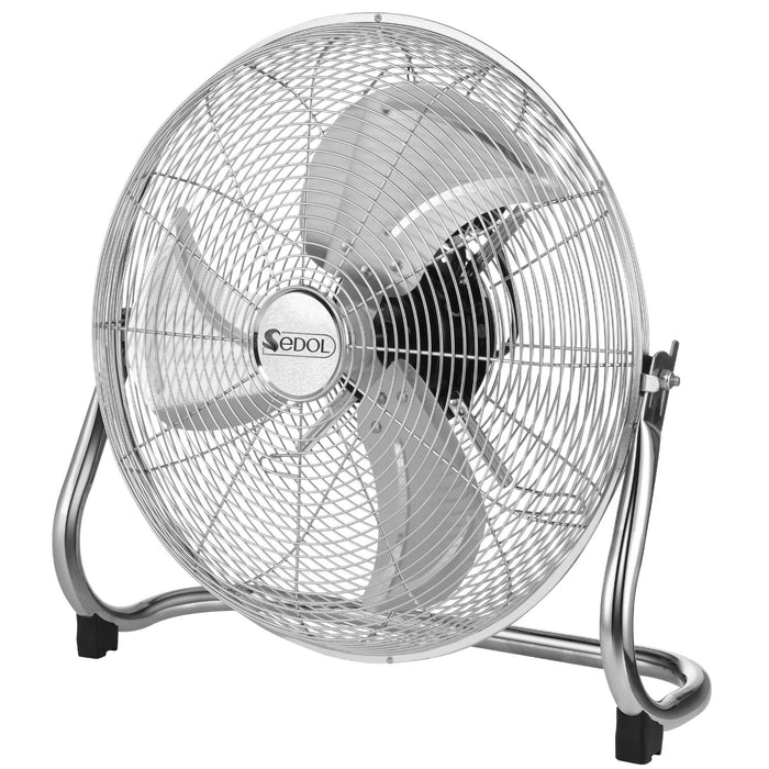 SEDOL 12" Chrome Floor Fan with 3 Speed Settings and Tilting Head Feature