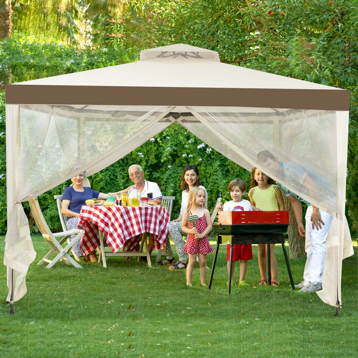 10x10ft Double-Tier Garden Gazebo with Vented Roof