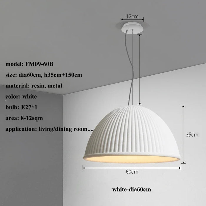 Ribbed Resin Pendant Light