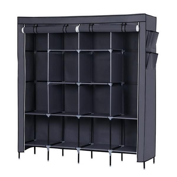 67" Portable Clothes Wardrobe – 12-Shelf Fabric Closet Organiser (Grey)