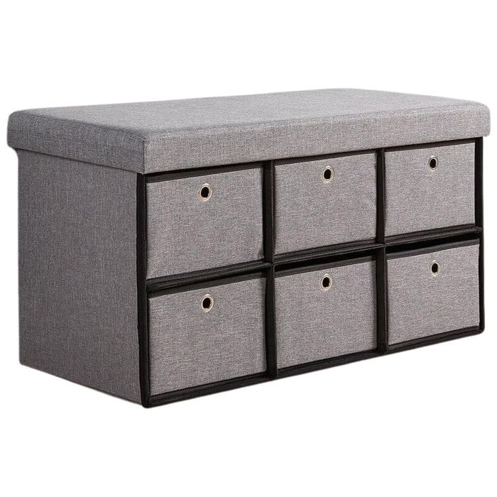 folding fabric ottoman storage box with 6 storage drawers - sedol (1)