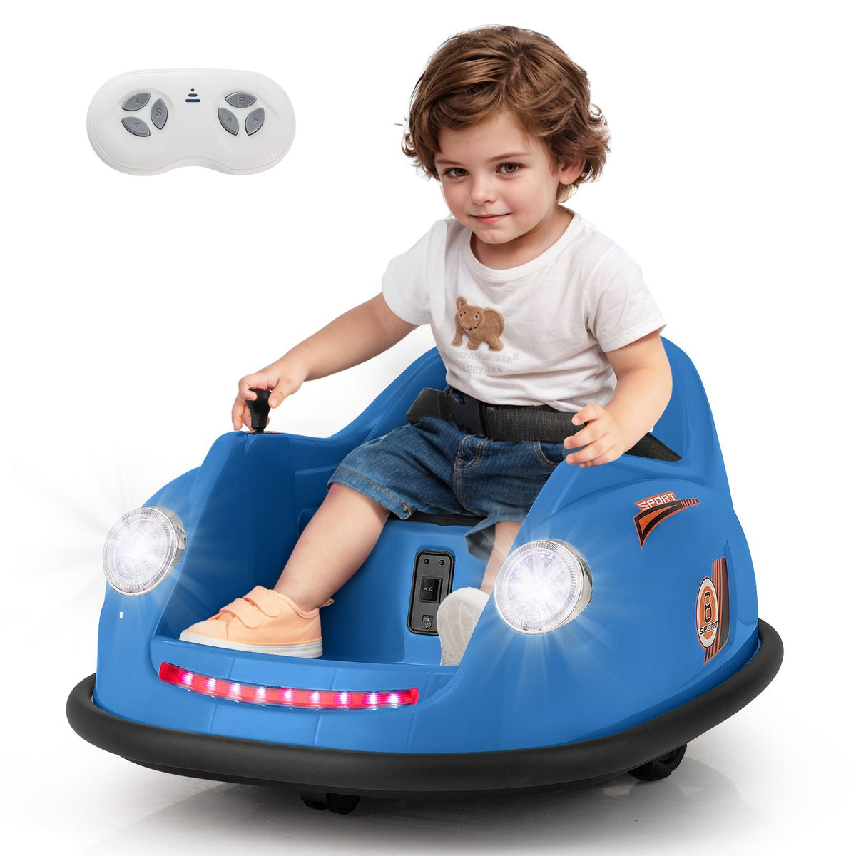 SEDOL 12V High-Torque Kids Bumper Car with Dual 10,000 RPM Motors 360° Zero-Turn Dual Levers Parental Remote Control and Wall-Safe Reinforced Bumper