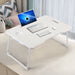 Foldable Laptop Bed Desk – Portable Ivory White Lap Table with Drawer, Cup Holder & Tablet Slot