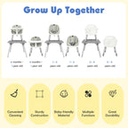 SEDOL 5-in-1 Convertible Baby High Chair & Independent Play Table Set with 5-Point Safety Harness 2-Position Removable Tray and Waterproof Easy-Clean Cushion