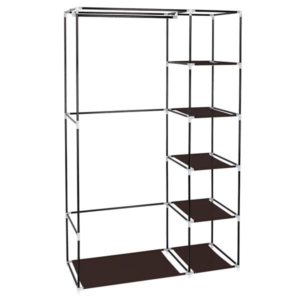 67" Portable Clothes Wardrobe – Fabric Closet with Hanging Rod (Dark Brown)