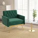 Modern Velvet Accent Chair with Button Tufted Back and Golden Metal Legs