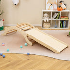 3-in-1 Wooden Climber Arch with Ramp & Rocker – Indoor Toddler Playset