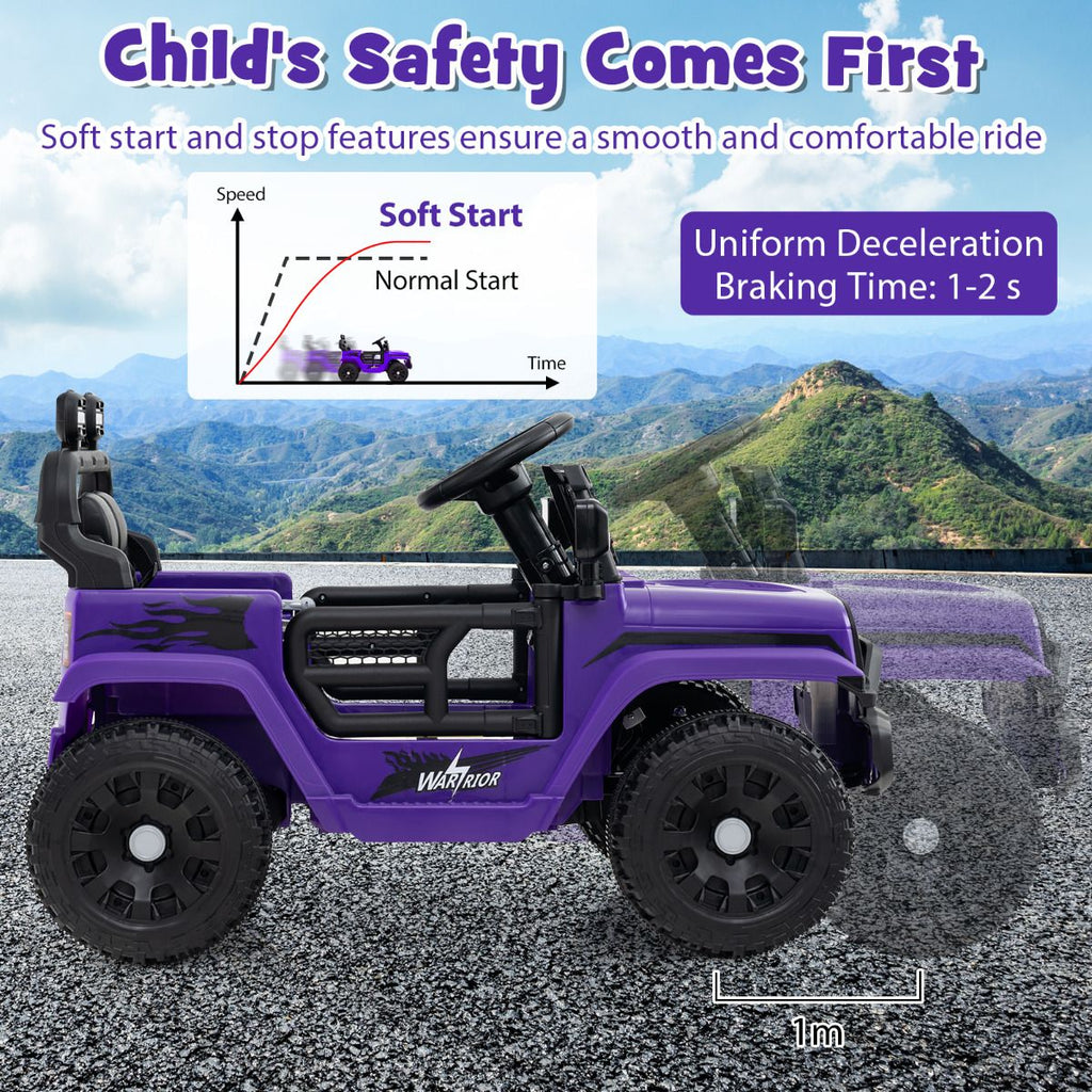 SEDOL 12V Electric Ride-On Truck for Kids with Parental Remote Control Dual 25W Motors All-Terrain Shock Absorbers LED Headlights and Soft-Start Safety System