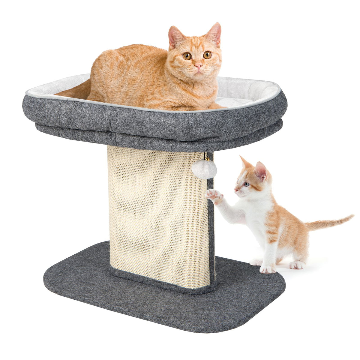 2-Tier Cat Tree with Sleeping Perch Sisal Scratching Plate and Ball
