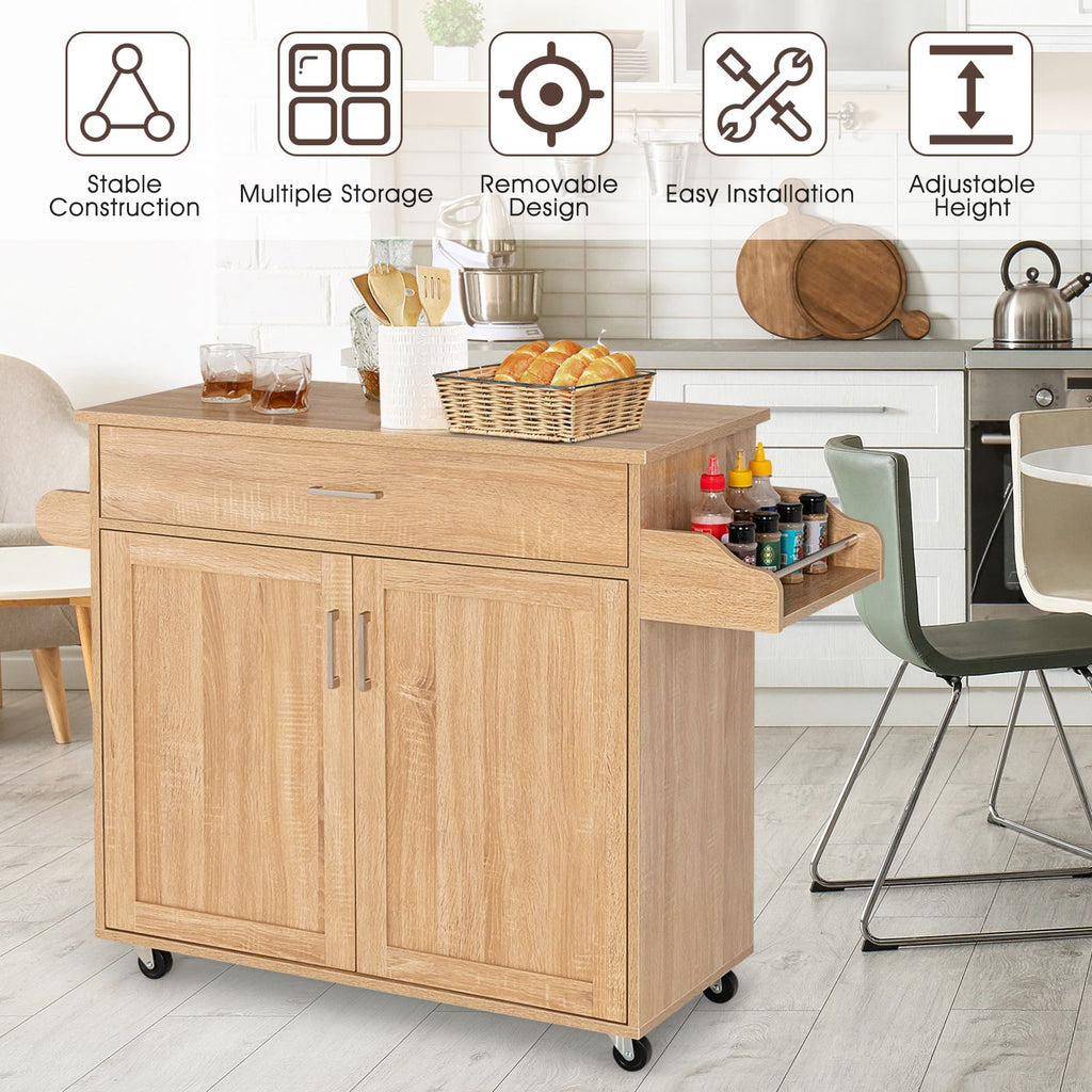Rolling Kitchen Storage Trolley with Adjustable Shelf and Drawer