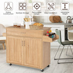 Rolling Kitchen Storage Trolley with Adjustable Shelf and Drawer