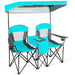 Double Folding Camping Chair with Canopy and Armrests