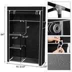 64" Portable Wardrobe – Foldable Clothes Storage Closet with Shelves & Hanging Rail (Black)
