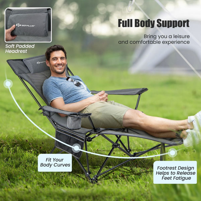 Camping Lounge Chair with Detachable Footrest