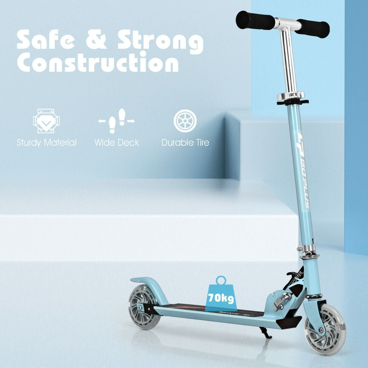 Aluminium Folding Stunt Scooter with LED Wheels – Kids T-Bar Kick Scooter