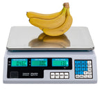 30–40kg  Digital Price Computing Scale – Vegetable & Retail Weighing Scale with Backlit LCD Display, 5g Precision & UK Plug – Silver & White