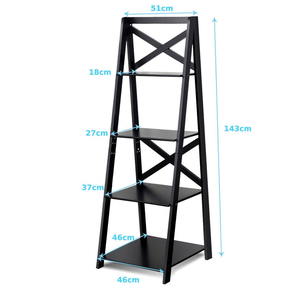 4 Tier Wooden Ladder Shelving Unit