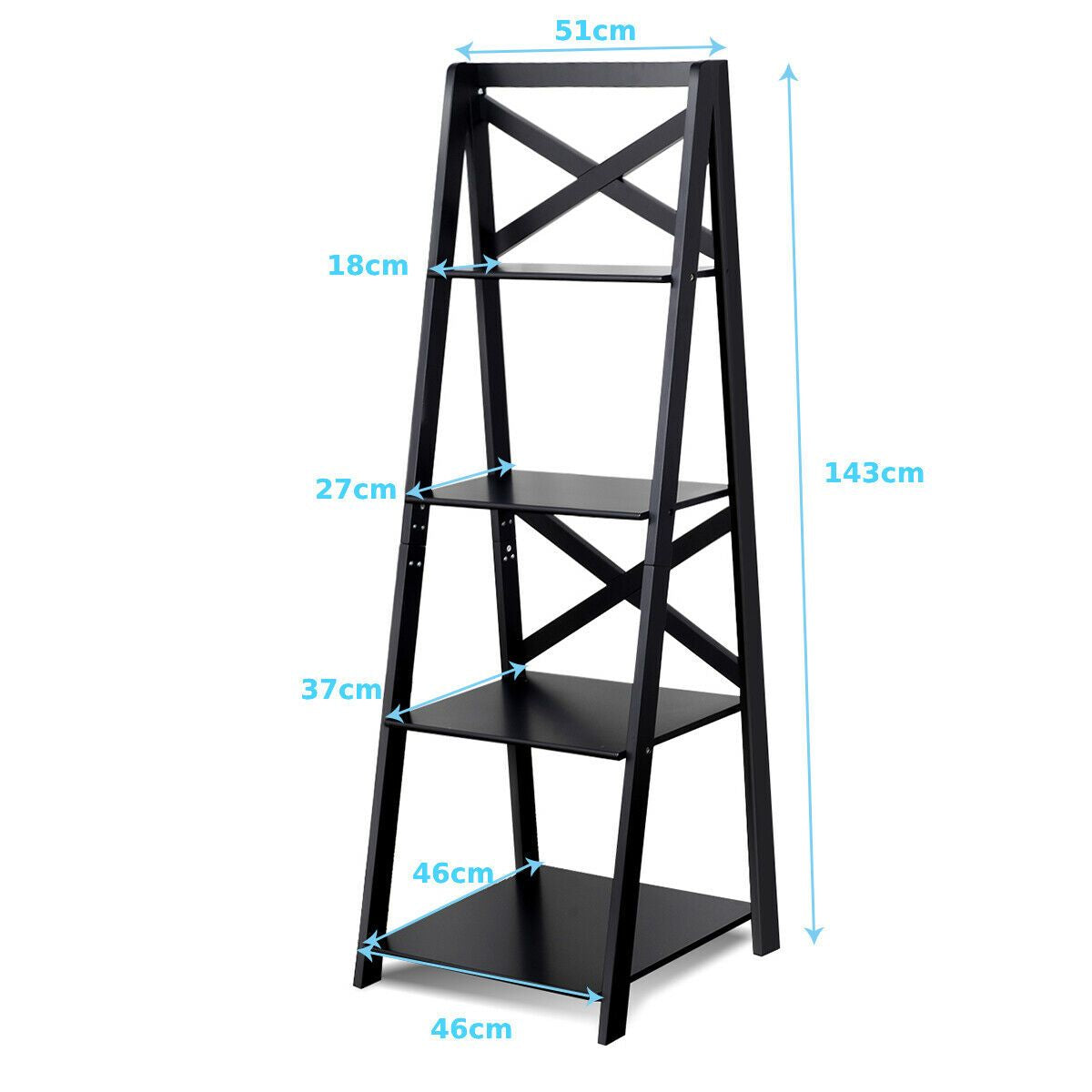 4 Tier Wooden Ladder Shelving Unit