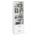 6-Tier Modern Wooden Bookshelf with 4 Open Shelves and 2 Drawers