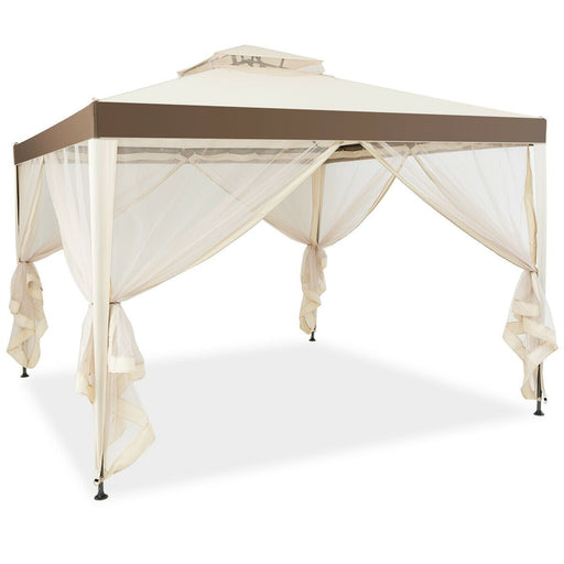 10x10ft Double-Tier Garden Gazebo with Vented Roof