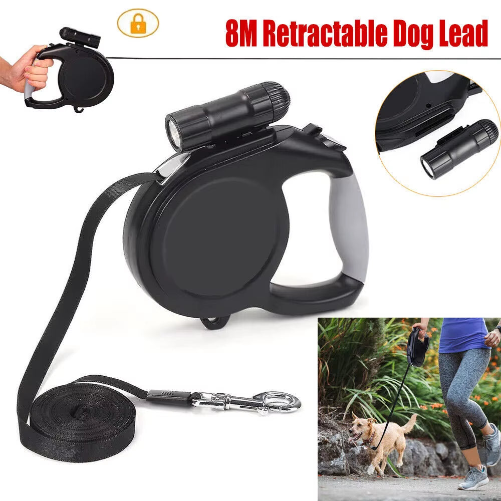 SEDOL Heavy Duty Retractable Dog Leash – 8M Automatic Extendable Lead for Large Dogs up to 50KG, Durable Nylon Pet Walking Leash with Lock & Grip Handle
