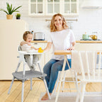 SEDOL 5-in-1 Convertible Baby High Chair & Independent Play Table Set with 5-Point Safety Harness 2-Position Removable Tray and Waterproof Easy-Clean Cushion