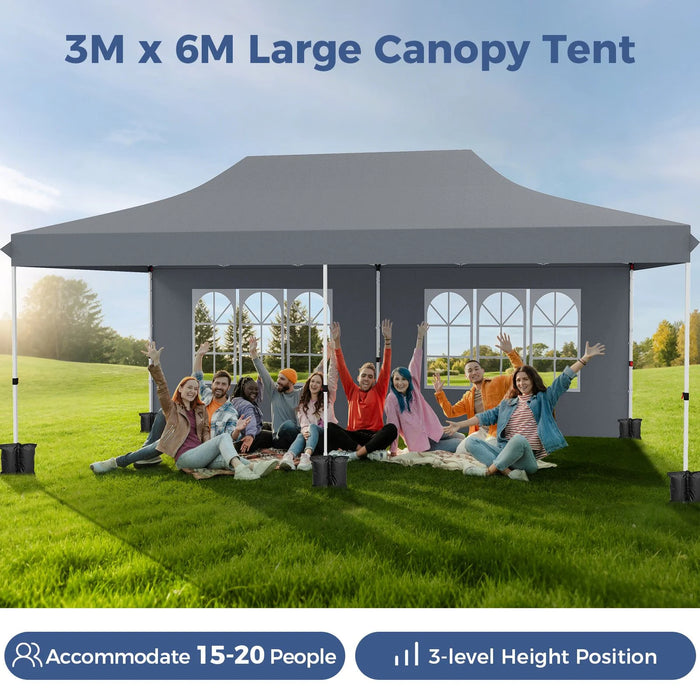 Pop-Up Canopy Gazebo Tent with 6 Removable Sidewalls & Carry Bag
