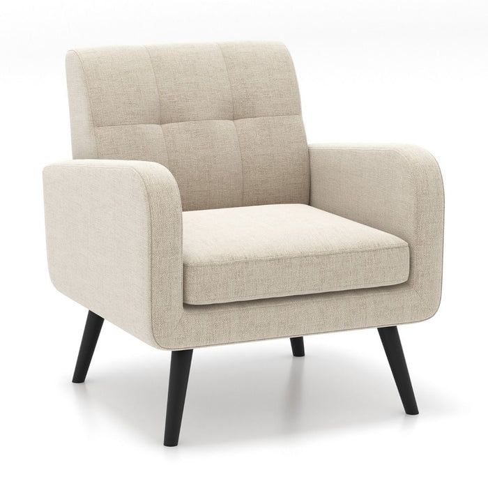 Mid-Century Modern Upholstered Accent Chair with Rubber Wood Legs