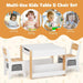 4 in 1 Kids Table and Chairs Set with Reversible Tabletop and Bookshelves