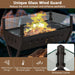 Charcoal Barbecue Grill with Wind Guard & Seasoning Racks