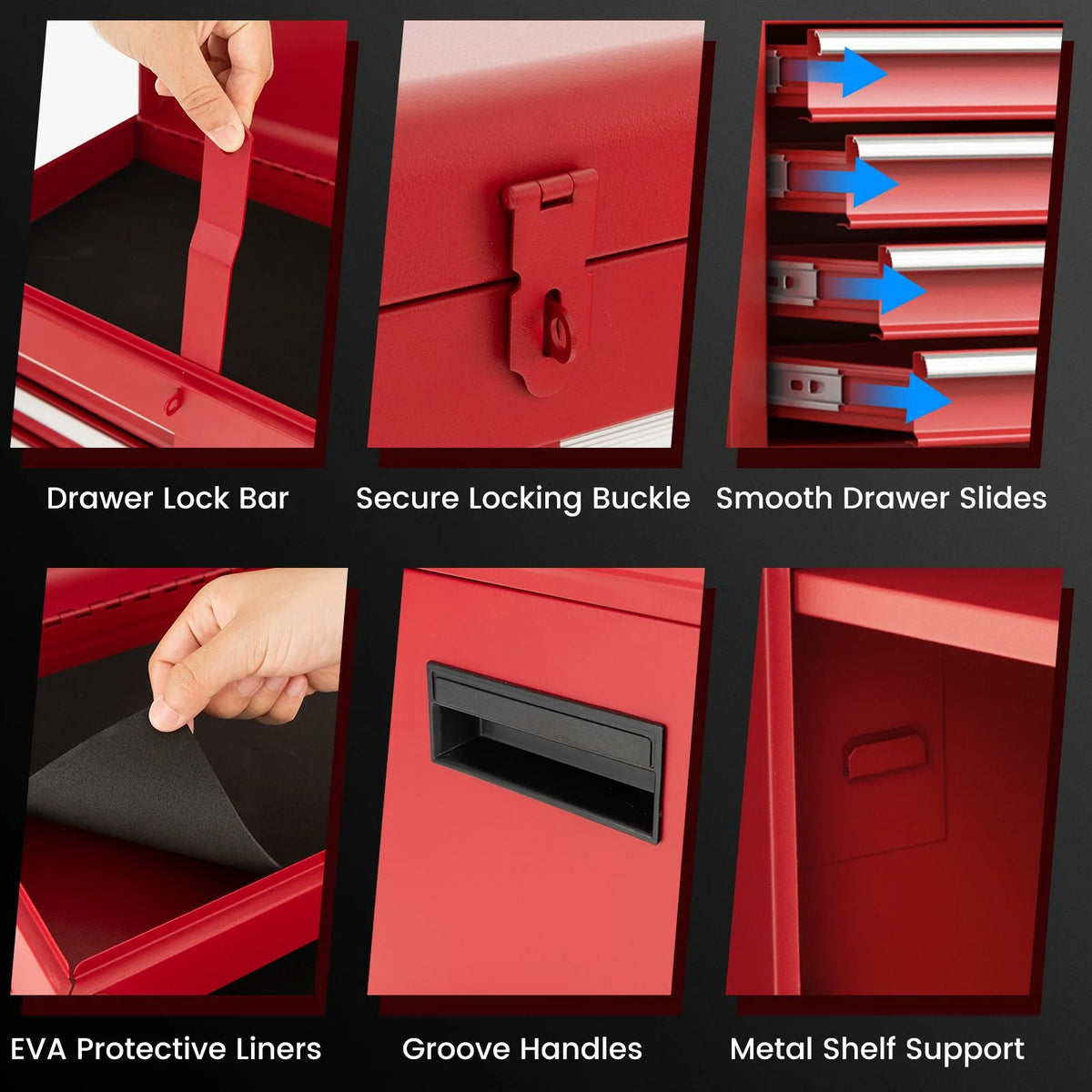 High-Capacity Rolling Tool Cabinet – Lockable Wheels, Metal 2‑in‑1 Chest & Base