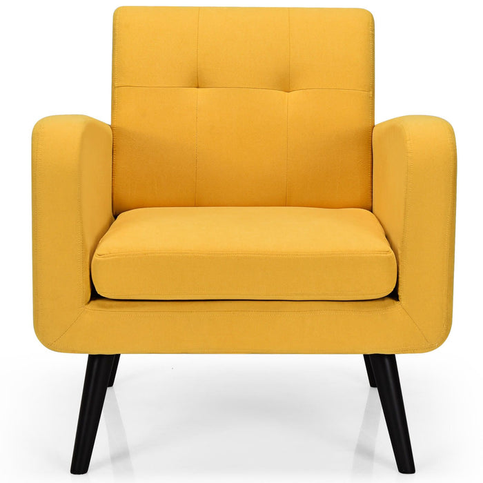 Mid-Century Modern Upholstered Accent Chair with Rubber Wood Legs
