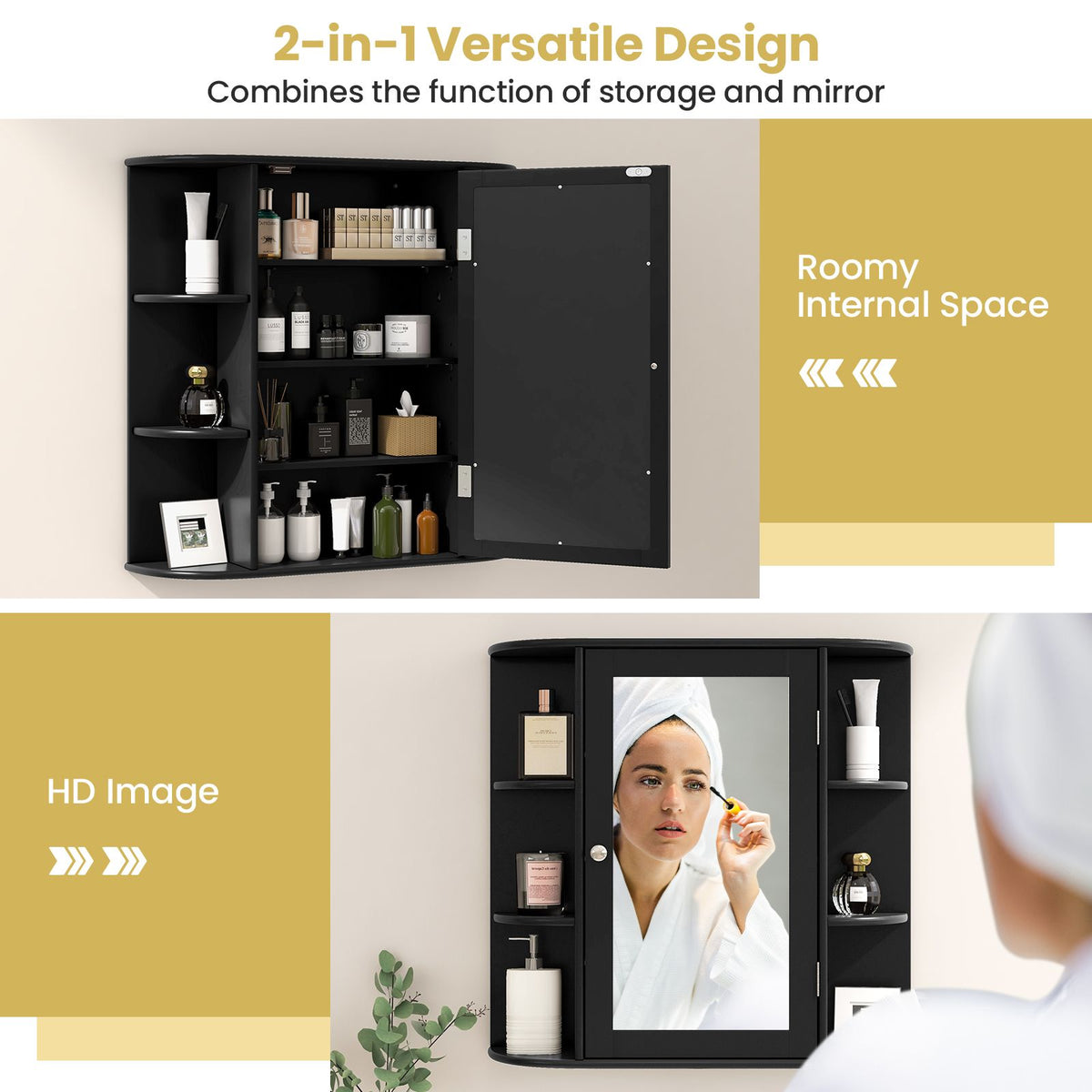 3-Tier Mirrored Wall Mounted Bathroom Cabinet