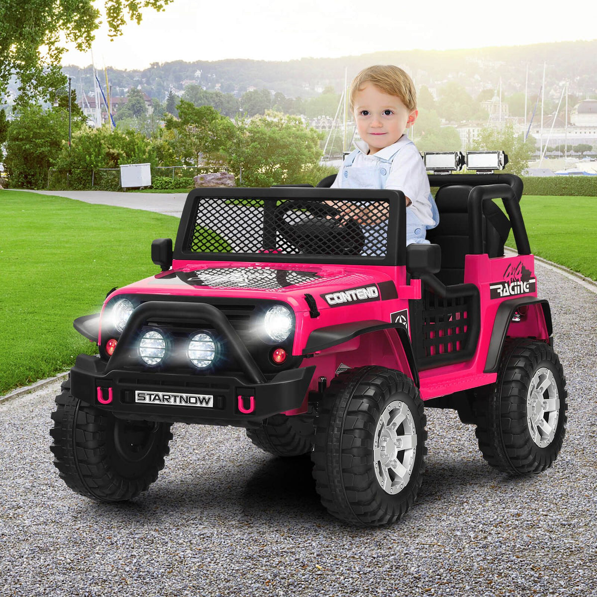 SEDOL 2-Seater Kids Ride-On Truck 12V Battery Powered Electric Car with Parental Remote Control Spring Suspension Rocking Mode and Bluetooth/USB Audio – 50kg Capacity