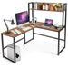 L-Shaped Corner Computer Desk with Storage Bookshelf