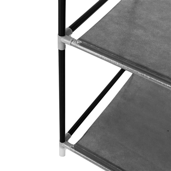 64" Portable Wardrobe – Foldable Clothes Storage Closet with Shelves & Hanging Rail (Black)