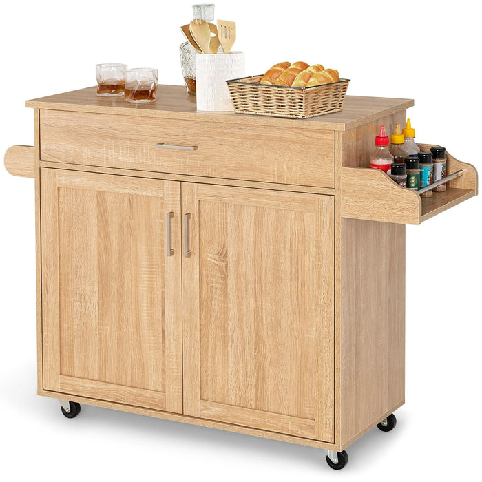 Rolling Kitchen Storage Trolley with Adjustable Shelf and Drawer