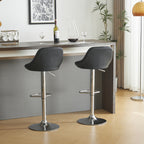 Adjustable PU Leather Counter & Bar Stool Set of 2 – Swivel 360°, Gas‑lift Height, Backrest, Footrest – Black