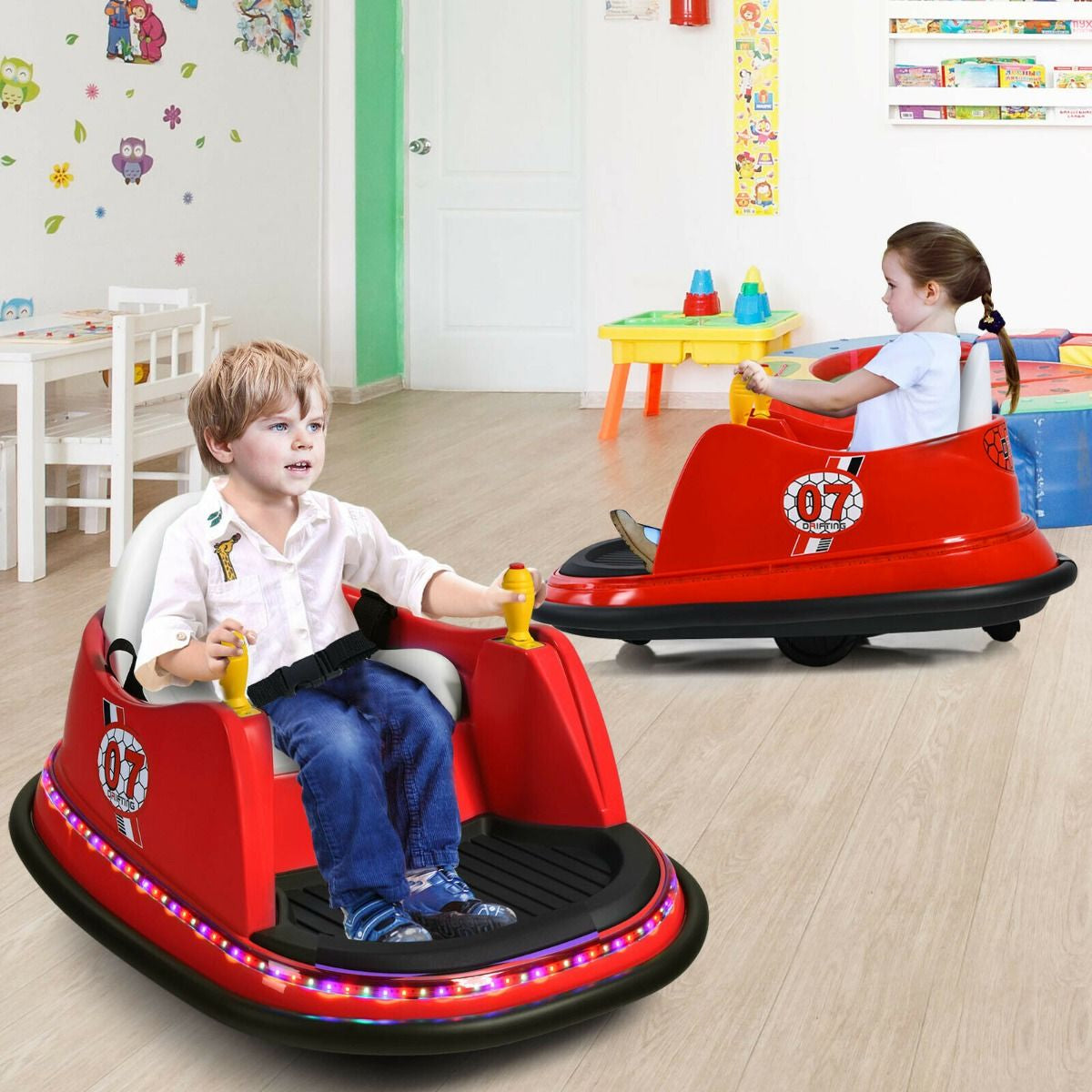 SEDOL Kids 6V Electric Bumper Car for Toddlers 360° Zero-Turn Waltz Car with Parental Remote Control Wall-Safe Rubber Bumper and Flashing LED Light Show