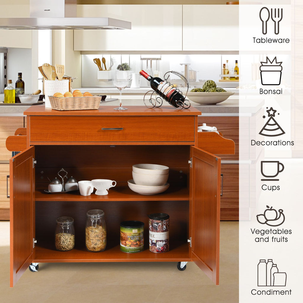 Rolling Kitchen Storage Trolley with Adjustable Shelf and Drawer