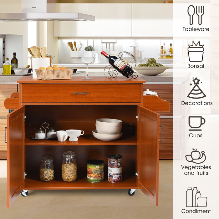 Rolling Kitchen Storage Trolley with Adjustable Shelf and Drawer