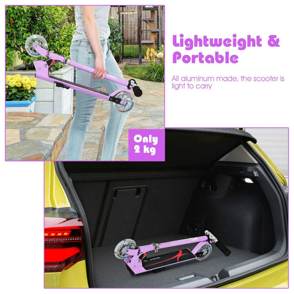 Aluminium Folding Stunt Scooter with LED Wheels – Kids T-Bar Kick Scooter