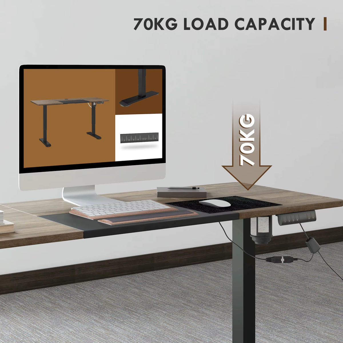 SEDOL Large Electric Standing Desk 140x70cm Height Adjustable Sit-to-Stand Workstation with 4 Smart Memory Presets Anti-Collision System and Cable Management