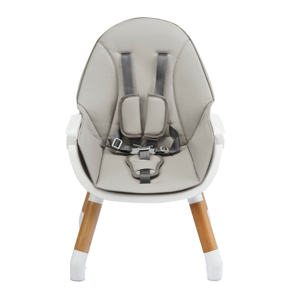 SEDOL 4-in-1 Mid-Century Modern Baby High Chair & Integrated Play Table Set with Solid Beech Legs 5-Point Safety Harness and Adjustable 4-Position Tray